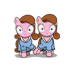 Size: 3072x3072 | Tagged: safe, artist:kmanalli, idw, hoof hold, ponified, simple background, the grady girls, the shining, transparent background, twins, vector