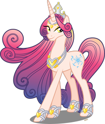 Size: 3979x4688 | Tagged: safe, artist:xebck, idw, character:princess amore, species:crystal pony, species:pony, species:unicorn, female, fiendship is magic, gradient hair, idw showified, mare, simple background, solo, transparent background