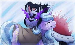 Size: 1024x614 | Tagged: safe, artist:inuhoshi-to-darkpen, idw, character:king sombra, character:radiant hope, species:pony, species:unicorn, ship:hopebra, cute, dock, female, male, shipping, sombradorable, straight
