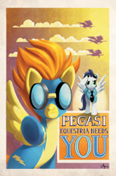 Size: 1000x1516 | Tagged: safe, artist:amy mebberson, idw, official, official comic, character:soarin', character:spitfire, comic book, cover, idw advertisement, recruitment poster, wonderbolts