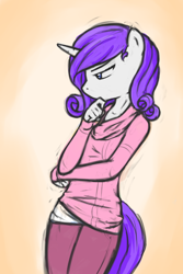 Size: 750x1121 | Tagged: safe, artist:poptart36, character:rarity, species:anthro, female, judging, solo