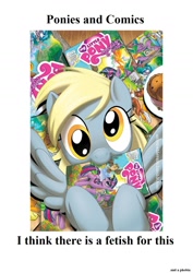 Size: 1020x1440 | Tagged: safe, idw, character:applejack, character:derpy hooves, character:dj pon-3, character:princess celestia, character:spike, character:twilight sparkle, character:vinyl scratch, character:winona, species:pegasus, species:pony, comic book, female, idw advertisement, mare