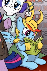Size: 199x297 | Tagged: safe, artist:katiecandraw, idw, character:rainbow dash, character:rarity, character:twilight sparkle, clothing, cosplay, costume, crossover, loki, marvel, marvel comics, outfit catalog, princess leia, star wars