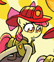Size: 173x201 | Tagged: safe, idw, character:apple bloom, character:sweetie belle, friends forever, firefighter, outfit catalog