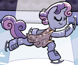 Size: 457x378 | Tagged: safe, idw, character:sweetie belle, friends forever, cute, diasweetes, figure skating, ice skates, outfit catalog, solo