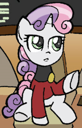 Size: 208x322 | Tagged: safe, idw, character:sweetie belle, friends forever, outfit catalog, solo, star trek, star trek: the next generation