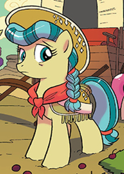 Size: 220x308 | Tagged: safe, artist:tonyfleecs, idw, official comic, species:earth pony, species:pony, friends forever, braid, calamity mane, female, mare, solo