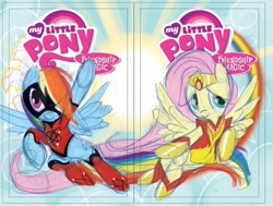 Size: 600x454 | Tagged: safe, artist:amy mebberson, idw, official comic, character:fluttershy, character:rainbow dash, atomic rainboom, comic, cover, idw advertisement, sketch