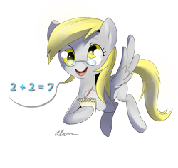 Size: 1181x1121 | Tagged: safe, artist:affanita, character:derpy hooves, species:pegasus, species:pony, female, glasses, mare, math, solo