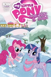 Size: 338x512 | Tagged: safe, artist:stephbuscema, idw, official, character:pinkie pie, character:twilight sparkle, comic, cover