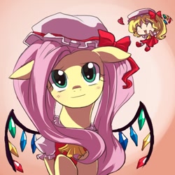Size: 500x500 | Tagged: safe, artist:keterok, character:fluttershy, crossover, cute, flandershy, flandre scarlet, shyabetes, touhou