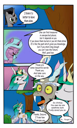 Size: 3000x5000 | Tagged: safe, artist:astroanimations, idw, character:discord, character:king sombra, character:princess celestia, character:radiant hope, species:pony, comic:celestia's yearning, ship:dislestia, ship:hopebra, blushing, comic, kiss on the cheek, kissing, male, reformed sombra, shipping, straight
