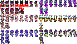Size: 514x292 | Tagged: safe, idw, character:bon bon, character:gilda, character:king sombra, character:night light, character:radiant hope, character:sweetie drops, character:twilight (g1), species:griffon, g1, filly fantasy vi, final fantasy, final fantasy vi, pixel art, sprite, sprite sheet