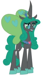 Size: 675x1184 | Tagged: safe, artist:kirbymlp, idw, character:queen chrysalis, chrysalislover, glasses, happy face, idw showified, mirror, mirror universe, reversalis, solo