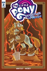 Size: 1054x1600 | Tagged: safe, artist:brendahickey, idw, character:rockhoof, legends of magic, cover, lava, solo, valknut, viking, volcano