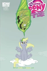 Size: 659x1000 | Tagged: safe, artist:katiecandraw, idw, official comic, character:derpy hooves, character:doctor whooves, character:time turner, species:pegasus, species:pony, cocoon, comic, cover, female, idw advertisement, mare