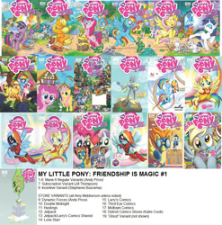Size: 1000x1012 | Tagged: safe, idw, official comic, character:angel bunny, character:apple bloom, character:applejack, character:derpy hooves, character:dj pon-3, character:doctor whooves, character:fluttershy, character:gummy, character:opalescence, character:owlowiscious, character:pinkie pie, character:princess celestia, character:princess luna, character:rainbow dash, character:rarity, character:scootaloo, character:spike, character:spitfire, character:sweetie belle, character:tank, character:time turner, character:twilight sparkle, character:vinyl scratch, character:winona, character:zecora, species:pegasus, species:pony, species:zebra, comic, cover, covers, female, idw advertisement, mare, wonderbolts