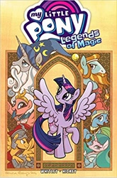 Size: 329x499 | Tagged: safe, artist:brendahickey, idw, official, character:flash magnus, character:meadowbrook, character:mistmane, character:rockhoof, character:somnambula, character:star swirl the bearded, character:twilight sparkle, character:twilight sparkle (alicorn), species:alicorn, species:earth pony, species:pegasus, species:pony, species:unicorn, g4, legends of magic, amazon.com, book, merchandise, my little pony logo, pillars of equestria