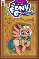 Size: 1054x1600 | Tagged: safe, artist:brendahickey, idw, character:somnambula, species:pegasus, species:pony, g4, legends of magic, cover, gem, glowpaz, hieroglyphics, see-through, snake, solo