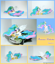 Size: 3165x3675 | Tagged: safe, artist:jiayi, artist:laservega, character:princess celestia, species:alicorn, species:pony, car, craft, figurine, ford mustang, irl, photo, plot, prone, sculpture, solo, spread wings, toy, traditional art, wings