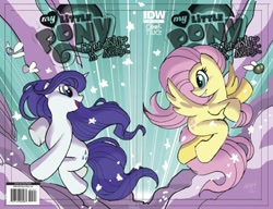Size: 600x460 | Tagged: safe, artist:tonyfleecs, idw, official comic, character:fluttershy, character:rarity, comic, cover, idw advertisement, incorrect leg anatomy, parasprite