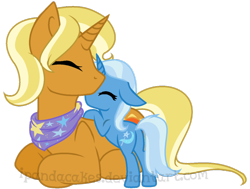 Size: 876x661 | Tagged: safe, artist:ipandacakes, idw, character:sunflower spectacle, character:trixie, species:pony, g4, cute, diatrixes, female, filly, filly trixie, like mother like daughter, mother and daughter, prone, simple background, transparent background, younger