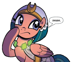 Size: 524x446 | Tagged: safe, artist:brendahickey, edit, idw, character:somnambula, species:pony, g4, legends of magic, background removed, cute, dialogue, hmm, simple background, solo, speech bubble, thinking, transparent background