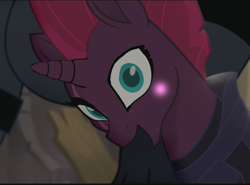 Size: 1100x815 | Tagged: safe, artist:artiks, edit, edited screencap, screencap, character:tempest shadow, my little pony: the movie (2017), adoracreepy, blushing, creepy, cute, good end, pretty pretty tempest, silly little ponies, tempest gets her horn back, tempest now has a true horn, tempestbetes, yay
