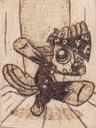 Size: 594x786 | Tagged: safe, artist:malte279, character:apple bloom, pyrography, show stoppers outfit, stage, traditional art