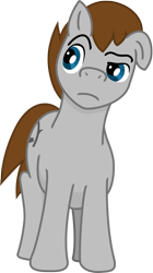 Size: 609x1084 | Tagged: safe, artist:malte279, oc, oc only, oc:graystan, species:earth pony, species:pony, floppy ears, free to use, frown, looking back, male, pen and paper rpg, raised eyebrow, simple background, solo, stallion, tails of equestria, transparent background, vector