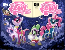 Size: 1600x1237 | Tagged: safe, idw, official, official comic, character:owlowiscious, character:pinkie pie, character:spike, character:twilight sparkle, comic, cover, parasprite