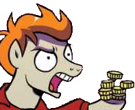 Size: 197x161 | Tagged: safe, artist:brendahickey, edit, idw, species:pony, background removed, bits, cropped, futurama, male, meme, philip j. fry, ponified, reaction image, shut up and take my money, simple background, solo, stallion, transparent background