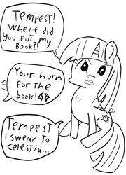 Size: 3513x4867 | Tagged: safe, artist:artiks, character:tempest shadow, character:twilight sparkle, character:twilight sparkle (alicorn), species:alicorn, species:pony, my little pony: the movie (2017), dialogue, offscreen character, speech bubble