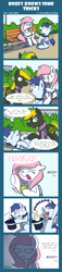 Size: 803x3508 | Tagged: safe, artist:sugar morning, oc, oc only, oc:slipstream, oc:sugar morning, oc:vermont black, species:pegasus, species:pony, species:rabbit, behaving like a dog, bench, bunny out of the hat, collar, comic, couple, cursed, cute, eyes closed, female, funny, good boy, magic, magic wand, magician, male, mare, oc x oc, park, pet, shipping, sketch, soda, spiked collar, stallion, straight, sugarstream, tricks, wand, weird