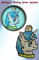 Size: 2082x3185 | Tagged: safe, artist:malte279, character:shining armor, jewelry, making of, pendant, plastic granulate