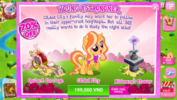 Size: 1920x1080 | Tagged: safe, gameloft, idw, official, character:twilight sparkle, species:pony, species:unicorn, advertisement, carriage, costs real money, flower, game screencap, gilded lily, greedloft, idw showified, mistmane's flower