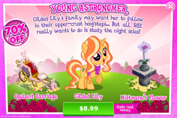 Size: 1084x720 | Tagged: safe, gameloft, idw, official, screencap, advertisement, costs real money, gilded lily, greedloft, idw showified, mistmane's flower, solo