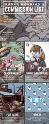 Size: 800x2000 | Tagged: safe, artist:sugar morning, character:pinkie pie, character:princess skystar, oc, oc:littlepip, oc:slipstream, oc:sugar morning, species:classical hippogriff, species:hippogriff, species:pegasus, species:pony, species:unicorn, fallout equestria, my little pony: the movie (2017), boof, boofy, boofy is a good boy, cage, clothing, collage, commission, commission info, commission list, couple, cute, fanfic, fanfic art, female, food, glowing horn, gun, hooves, horn, levitation, magic, male, mare, oc x oc, pie, pipbuck, rifle, saddle bag, screwdriver, shipping, stallion, straight, sugarstream, telekinesis, vault suit, weapon, wings