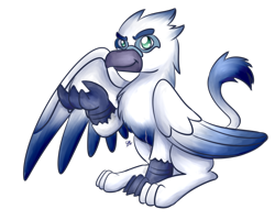 Size: 1280x1024 | Tagged: safe, artist:sugar morning, oc, oc only, oc:ghislain, species:griffon, colored wings, commission, gradient, gradient hair, gradient wings, griffon oc, looking at you, male, scar, simple background, sitting, solo, spread wings, transparent background, wing open, wings