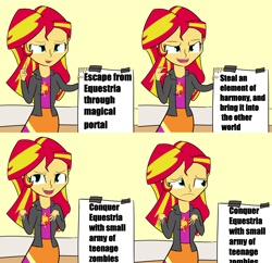 Size: 4152x4019 | Tagged: safe, artist:artiks, character:sunset shimmer, species:human, my little pony:equestria girls, absurd resolution, despicable me, female, gru's plan, meme, solo, truth