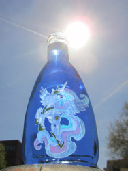 Size: 2686x3580 | Tagged: safe, artist:malte279, character:princess celestia, glass, glass bottle, glass engraving, glass painting, inked, irl, photo, sun