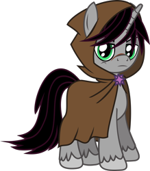 Size: 1416x1616 | Tagged: safe, artist:lightningbolt, derpibooru original, idw, character:shadow lock, species:pony, species:unicorn, .svg available, cape, clothing, hood, hood up, horn, idw showified, looking at you, male, scar, simple background, solo, stallion, standing, svg, transparent background, unshorn fetlocks, vector, villains of equestria collab