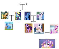 Size: 2360x1968 | Tagged: safe, artist:3d4d, idw, character:jack pot, character:night light, character:princess cadance, character:princess flurry heart, character:shining armor, character:sunflower spectacle, character:trixie, character:twilight sparkle, character:twilight velvet, ship:nightvelvet, ship:shiningcadance, episode:grannies gone wild, g4, my little pony: friendship is magic, family, family tree, female, headcanon, jacktacle, male, shipping, straight, theory