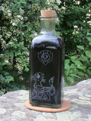 Size: 1366x1821 | Tagged: safe, artist:malte279, character:gabby, species:griffon, cutie mark, glass bottle, glass engraving, inked water