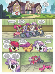 Size: 768x1024 | Tagged: safe, artist:agnesgarbowska, idw, character:apple bloom, character:scootaloo, character:sweetie belle, species:pegasus, species:pony, candy striper, clothing, cutie mark crusaders, dress, hospital, ponyville mysteries, preview, wheelchair