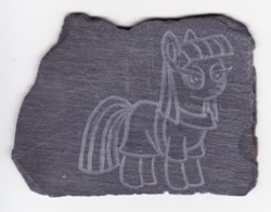 Size: 1216x951 | Tagged: safe, artist:malte279, character:maud pie, craft, engraving, rock, slate, slate engraving, stone