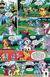 Size: 1073x1650 | Tagged: safe, idw, official comic, character:lemon hearts, character:lyra heartstrings, character:minuette, character:moondancer, character:princess cadance, character:princess celestia, character:shining armor, character:sunset shimmer, character:twilight sparkle, character:twinkleshine, species:alicorn, species:pony, species:unicorn, advertisement, blank flank, comic, dialogue, female, filly, filly twilight sparkle, idw advertisement, juniper berry, male, mare, observer, observer (character), plant, preview, shimmer six, speech bubble, stallion, younger