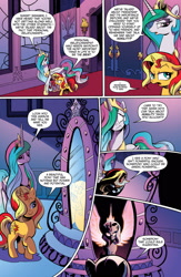 Size: 1073x1650 | Tagged: safe, idw, character:princess celestia, character:sunset shimmer, species:pony, advertisement, idw advertisement, magic mirror, preview