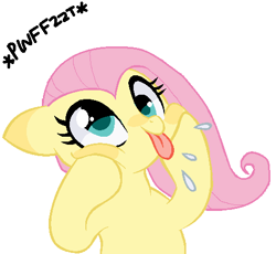 Size: 488x448 | Tagged: safe, artist:suikuzu, base used, edit, character:fluttershy, species:pony, adorkable, cute, dawwww, derp, dork, majestic as fuck, ms paint, onomatopoeia, pwffzzt, raspberry, raspberry noise, shyabetes, silly, silly pony, spitting, tongue out