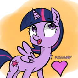 Size: 811x816 | Tagged: safe, artist:artiks, character:twilight sparkle, character:twilight sparkle (alicorn), species:alicorn, species:pony, abstract background, cute, dialogue, female, floating heart, heart, mare, please, solo, twiabetes